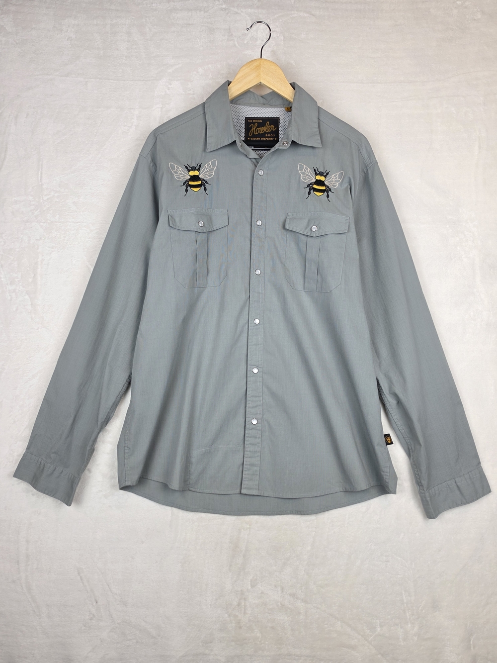 Howler Brothers Gaucho Snapshirt 10 Year Anniversary Bee Mens L Pearl Snap